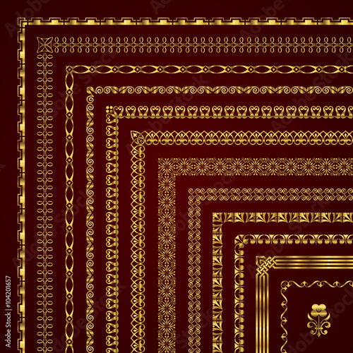 Large collection of corner borders and frames in gold