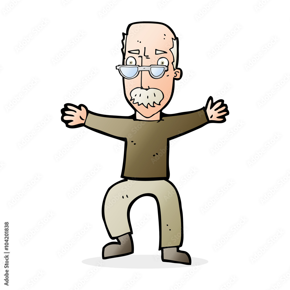 cartoon old man waving arms cartoon old man waving arms