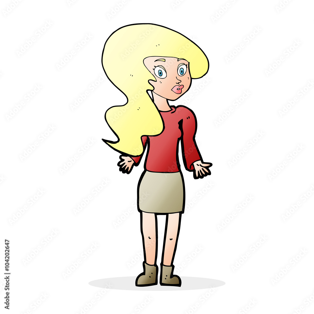 cartoon woman shrugging shoulders cartoon woman shrugging shoulders