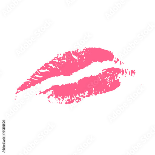 Print of red lips. Vector illustration on a white background. Romantic illustration for a wedding, print, celebration, holiday, invitations, web