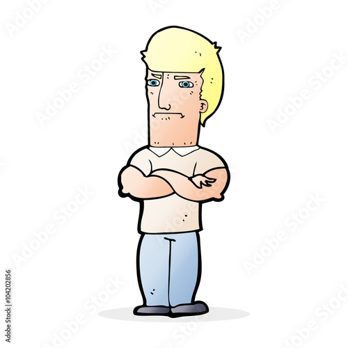 cartoon annoyed man with folded arms