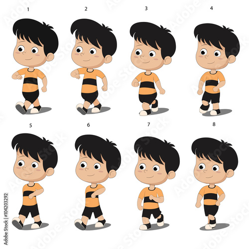 kid walkcycle animation.vector and illustration