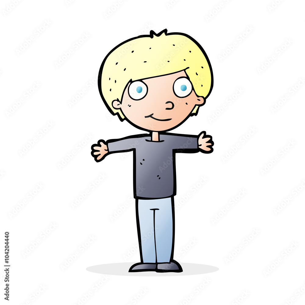 cartoon happy boy with open arms cartoon happy boy with open arms