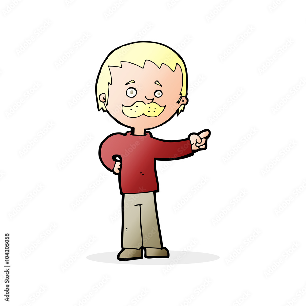 cartoon man with mustache pointing cartoon man with mustache pointing