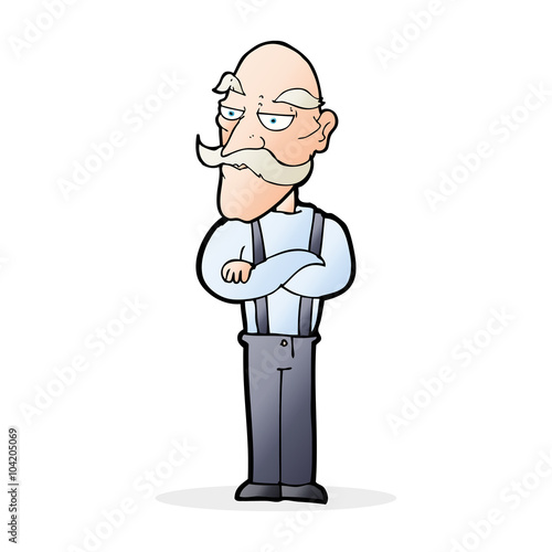 cartoon bored old man