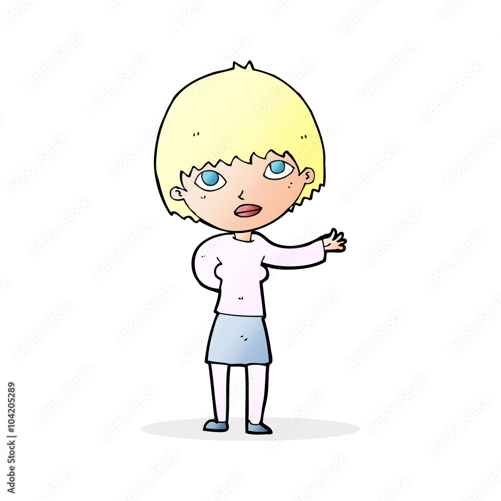 cartoon woman explaining cartoon woman explaining