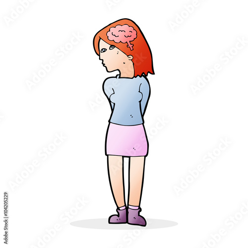 cartoon brainy woman