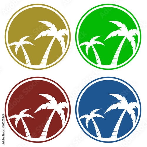 Icono plano palmeras en varios colores #1