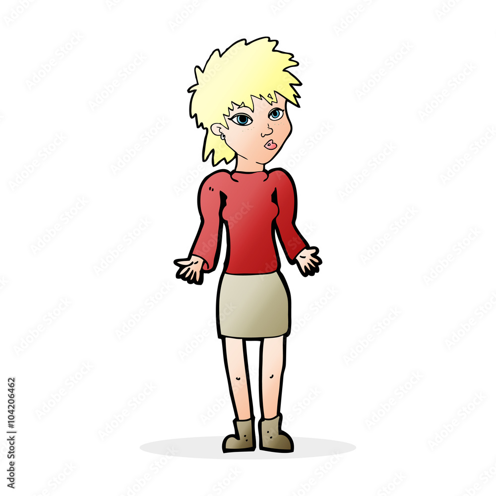 cartoon woman shrugging shoulders cartoon woman shrugging shoulders