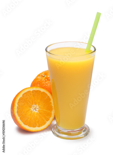 glass of freshly pressed orange juice isolated