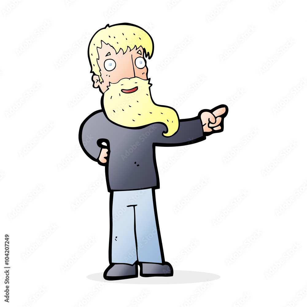 cartoon man with beard pointing
