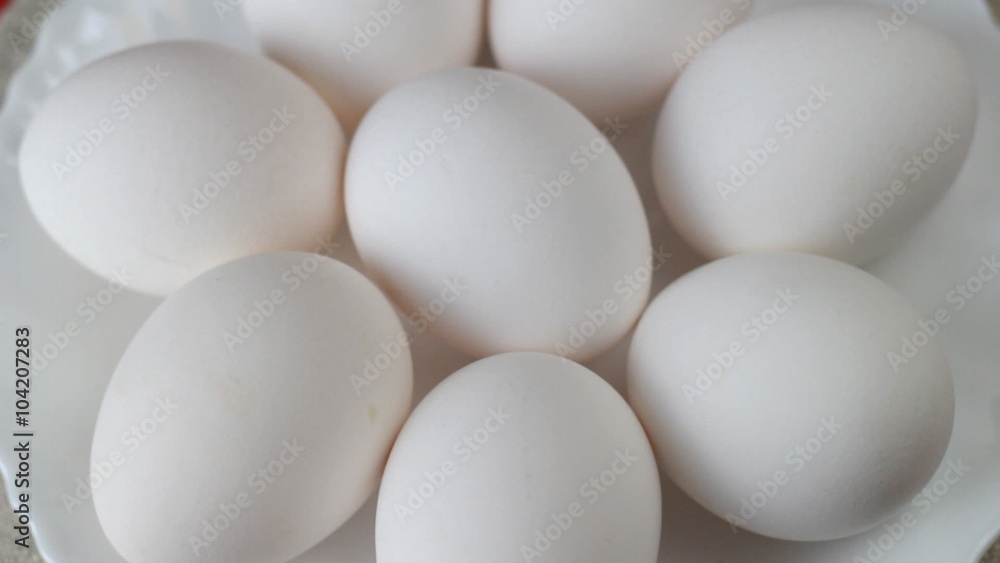 Rotating pile of fresh chicken eggs Rotating pile of fresh chicken eggs