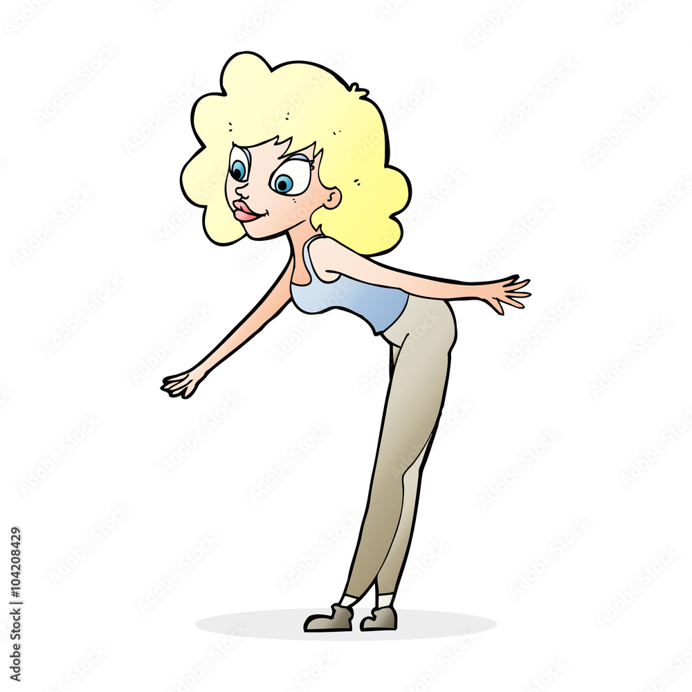 cartoon woman reaching to pick something up cartoon woman reaching to pick something up