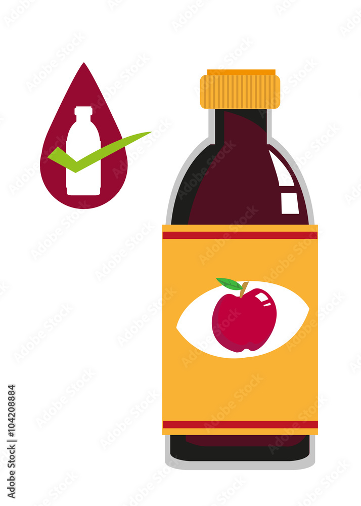 Apple Cider Vinegar Bottle Concept. Editable Clip Art. Stock Vector