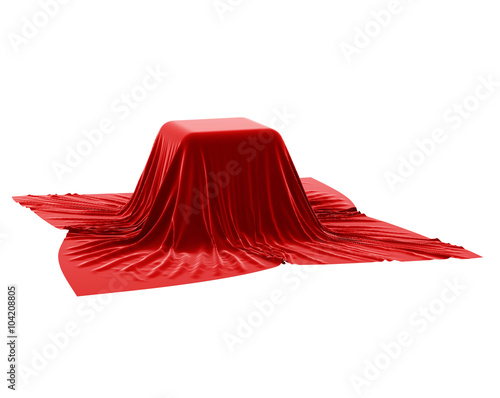 secret under the red silk cloth on white background