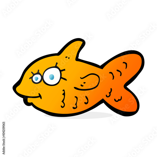 cartoon happy goldfish