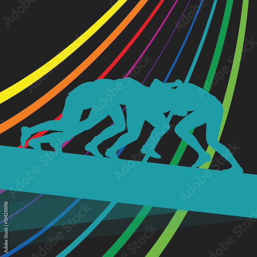 Rugby player young active man healthy sport silhouette vector ba