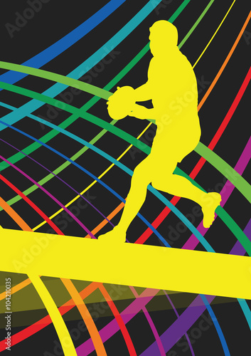 Rugby player young active man healthy sport silhouette vector ba