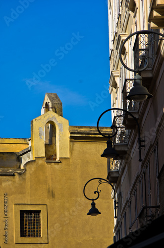 Architecture detail of old buildings in Cagliari downtown, Sardinia, Italy