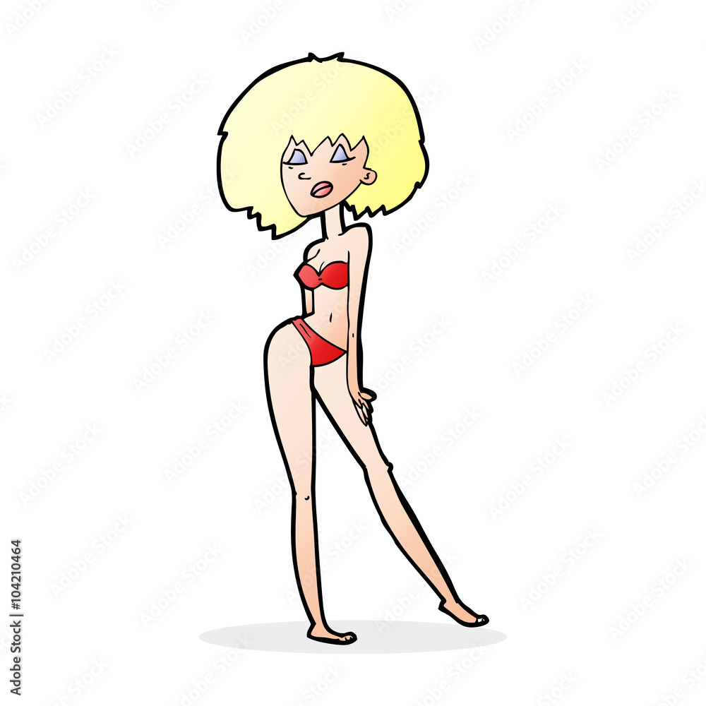 cartoon woman in bikini