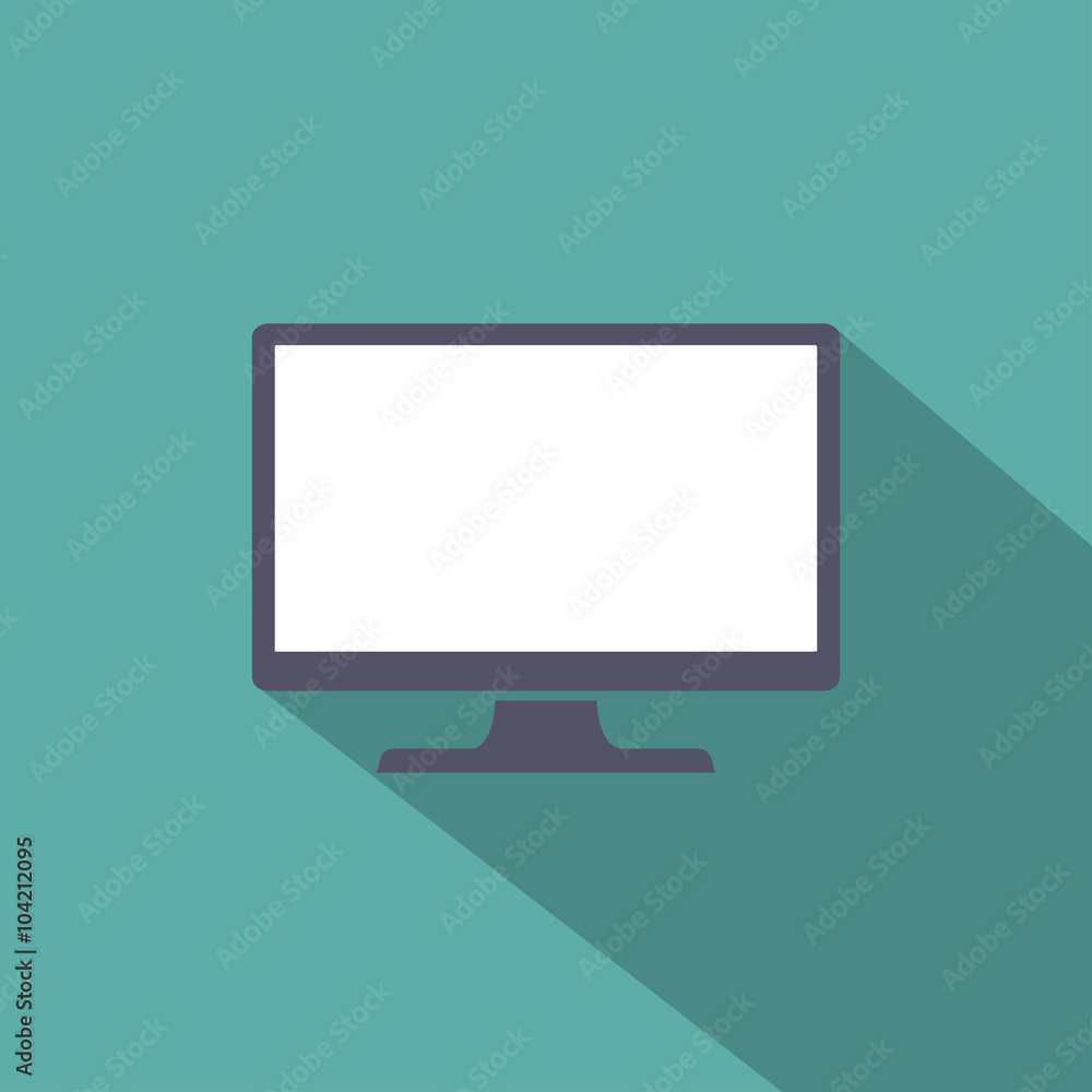 Computer Monitor icon. Modern Flat style with a long shadow Computer Monitor icon. Modern Flat style with a long shadow