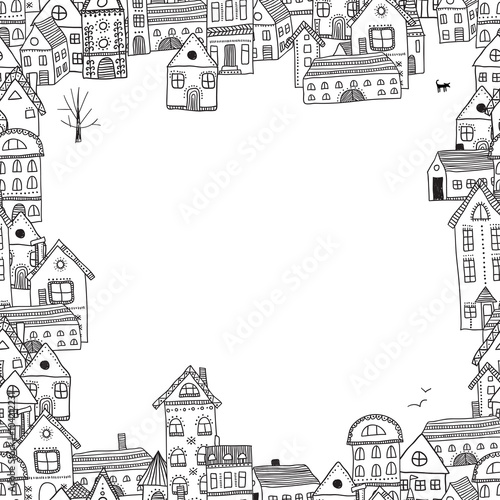Vector frame with buildings for your text