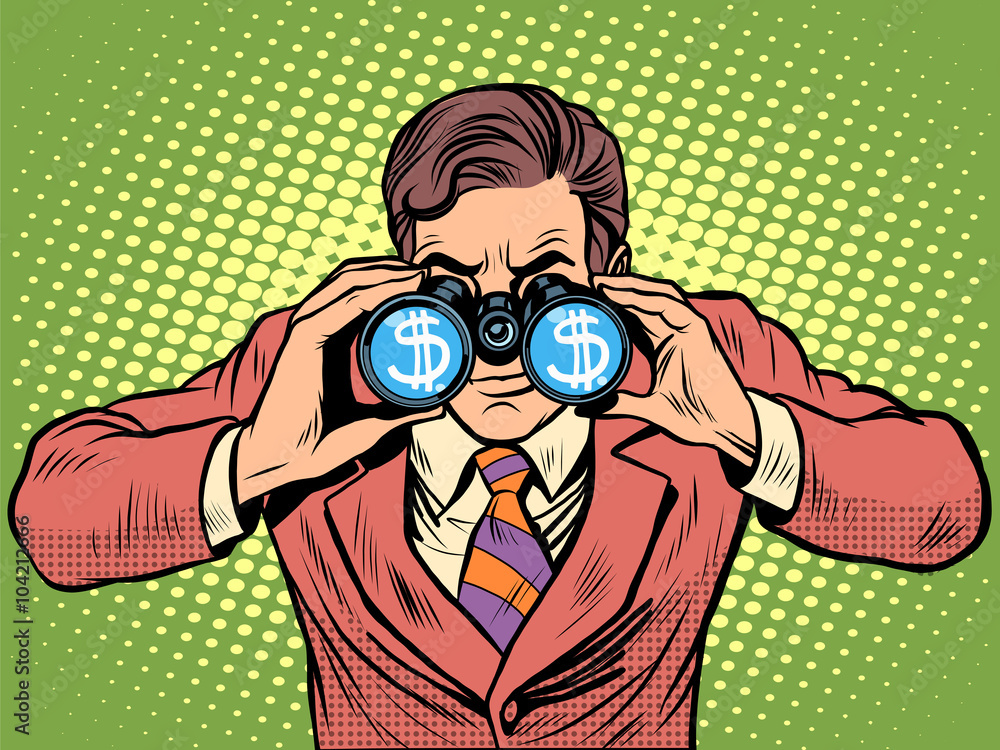 Financial monitoring of currency dollar businessman binoculars Stock Vector  | Adobe Stock