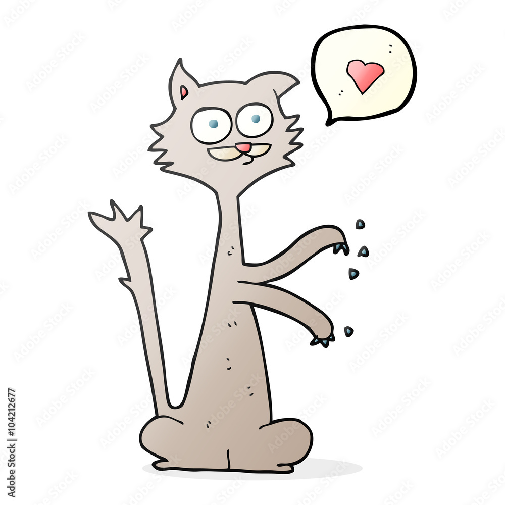 Obraz premium speech bubble cartoon cat scratching