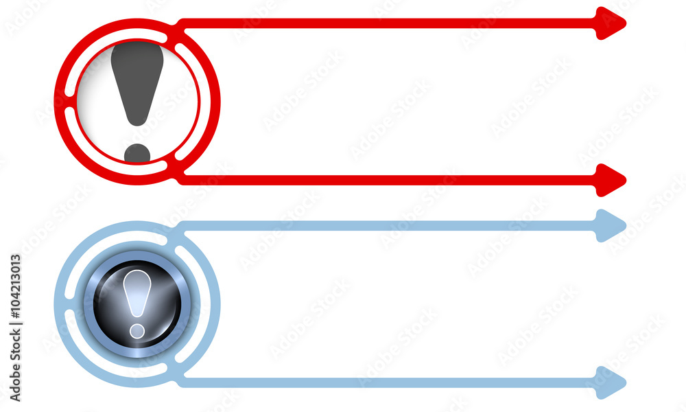 Obraz premium Colored abstract boxes for your text and exclamation mark