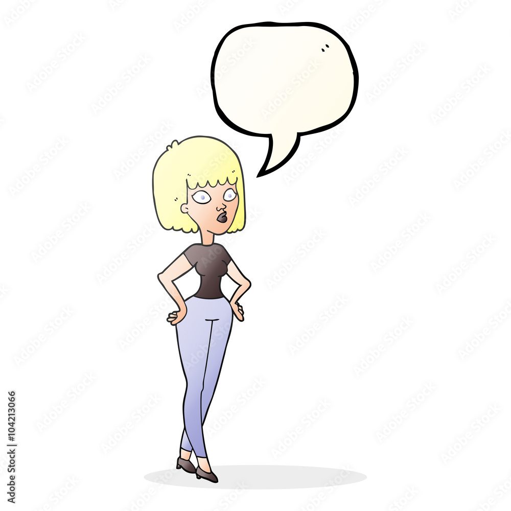 speech bubble cartoon woman with hands on hips speech bubble cartoon woman with hands on hips