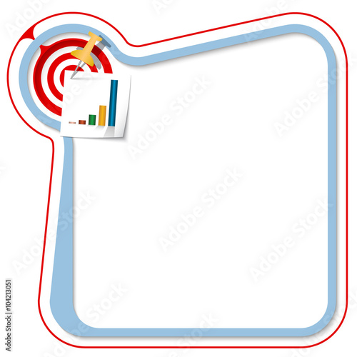 Blue frame for your text with the tack, target and graph