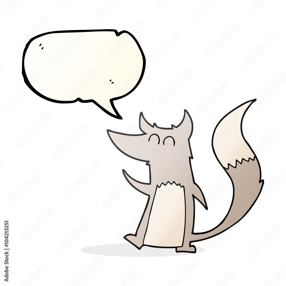 Obraz premium speech bubble cartoon little wolf