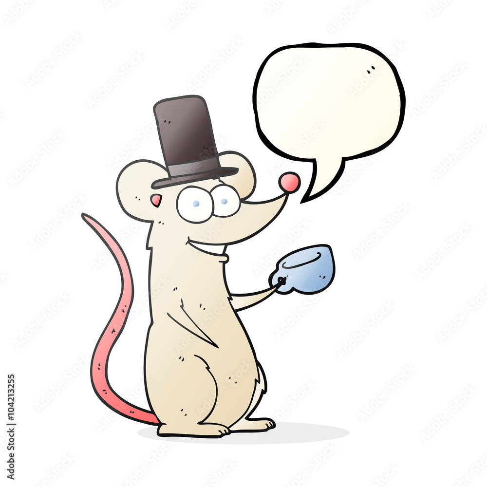 speech bubble cartoon mouse with teacup speech bubble cartoon mouse with teacup