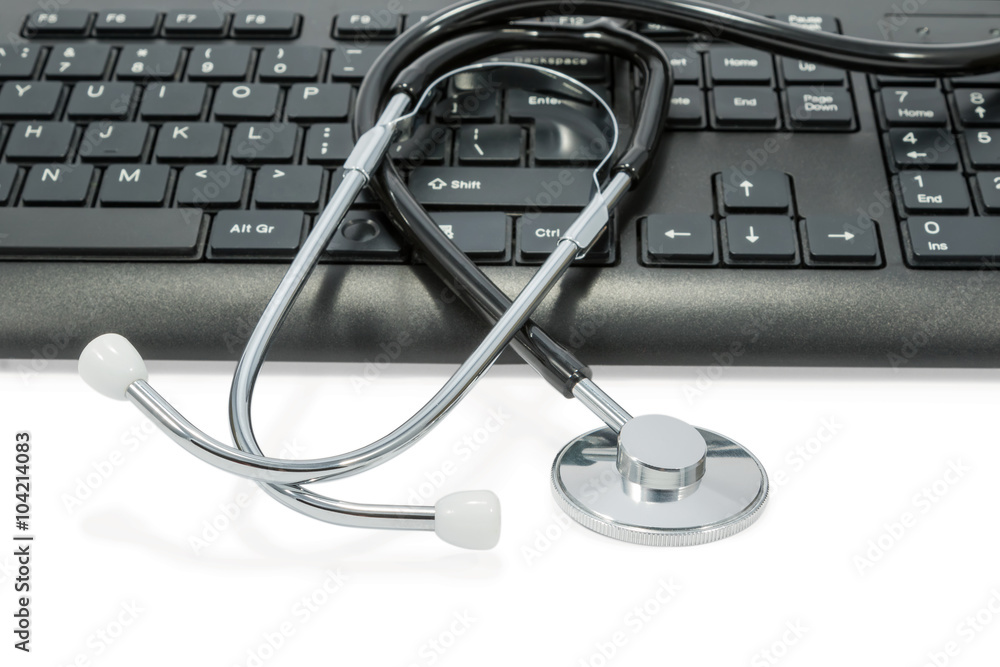 Stethoscope on keyboard Stethoscope on keyboard