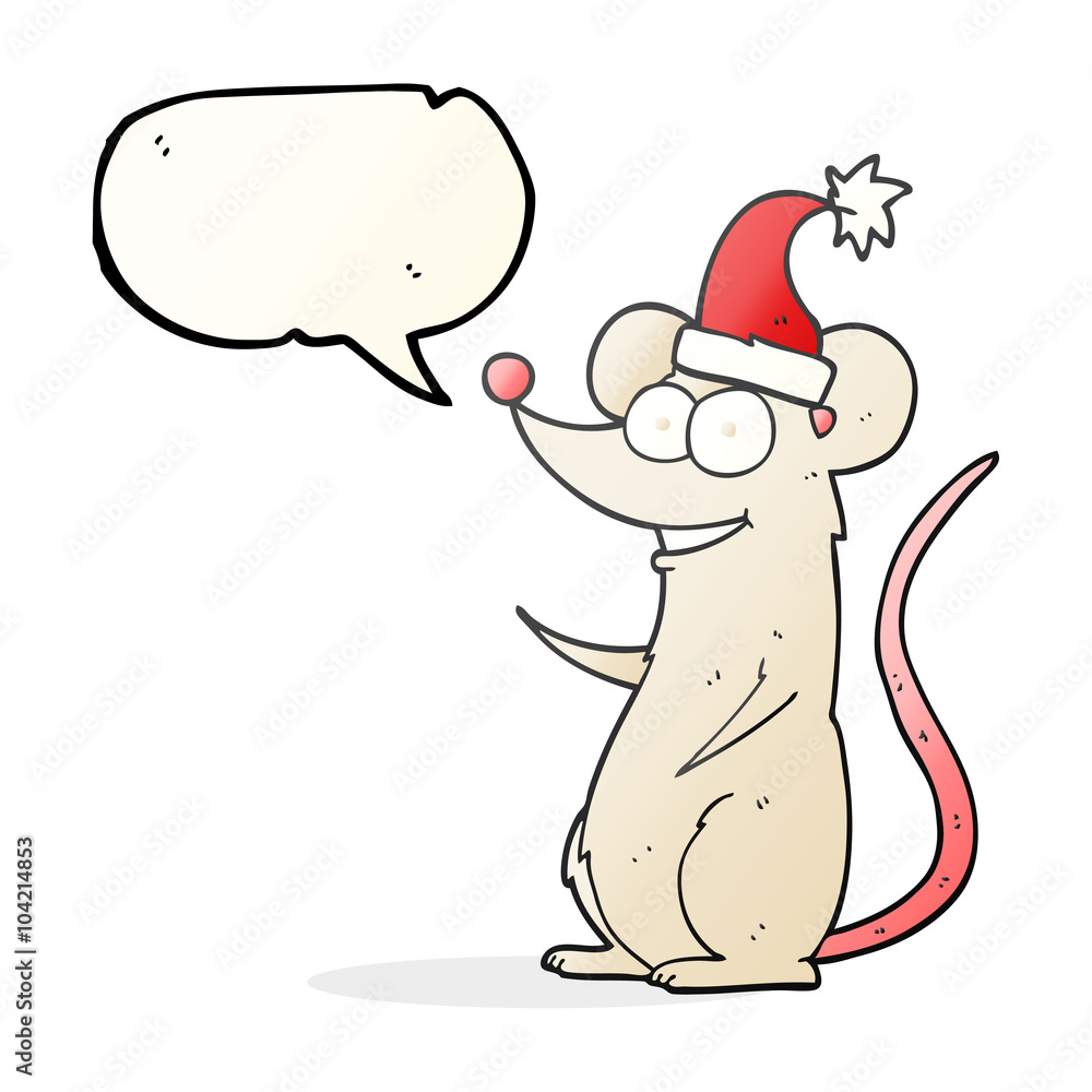 speech bubble cartoon mouse wearing christmas hat speech bubble cartoon mouse wearing christmas hat