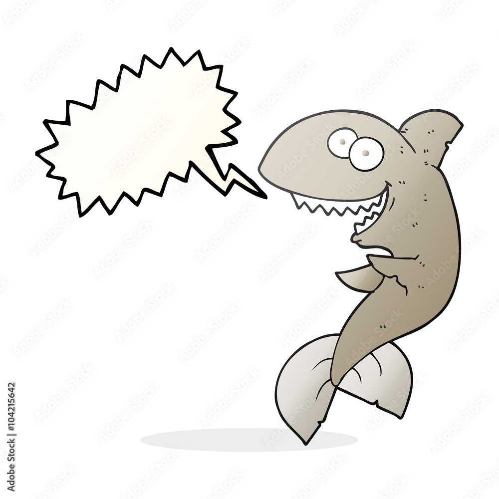 Naklejka premium speech bubble cartoon shark