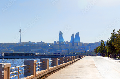 Baku, Azerbaijan - September 22, 2015: View of Flame Towers skys © ArtEvent ET