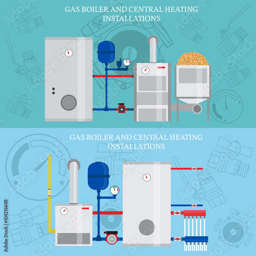 Gas boiler and central heating installations, flat heating conce