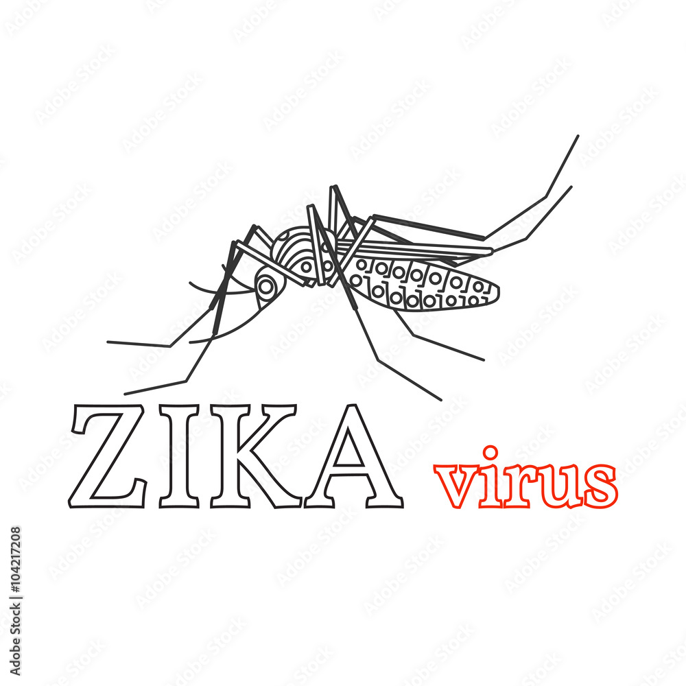 Zika virus symbol. Isolated vector illustration.Thin line icon.