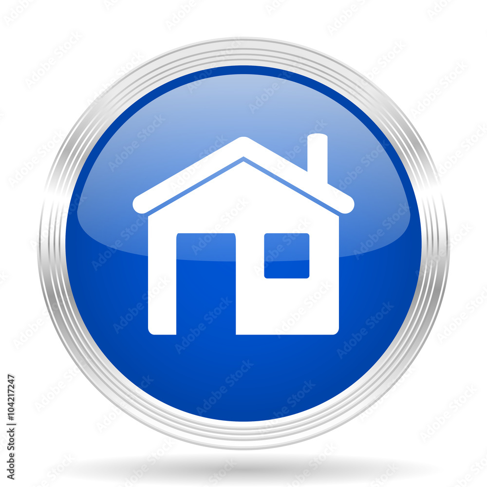 Fototapeta premium house blue silver metallic metallic chrome web circle glossy icon