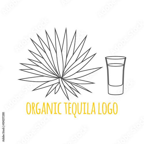 Modern line style logo, branding,  logotype,  badge  with agave