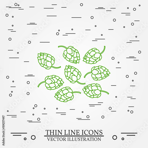 Hops thin line design. Hops pen Icon. Hops pen Icon Vector. Hops