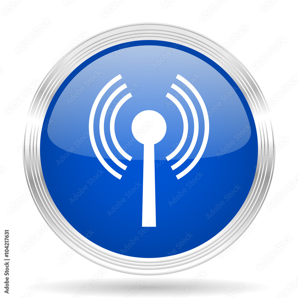 wifi blue silver metallic metallic chrome web circle glossy icon wifi blue silver metallic metallic chrome web circle glossy icon