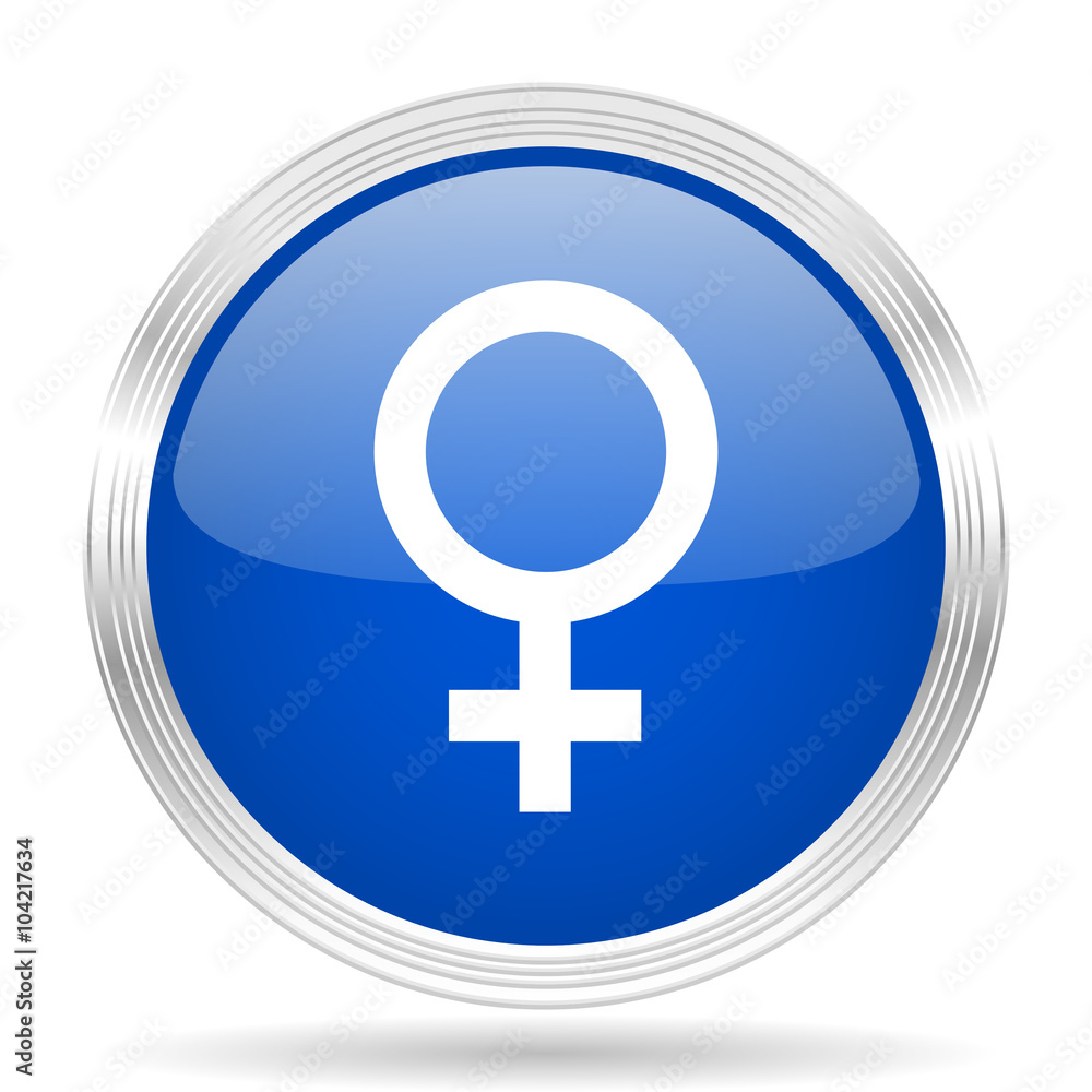 female blue silver metallic metallic chrome web circle glossy icon female blue silver metallic metallic chrome web circle glossy icon