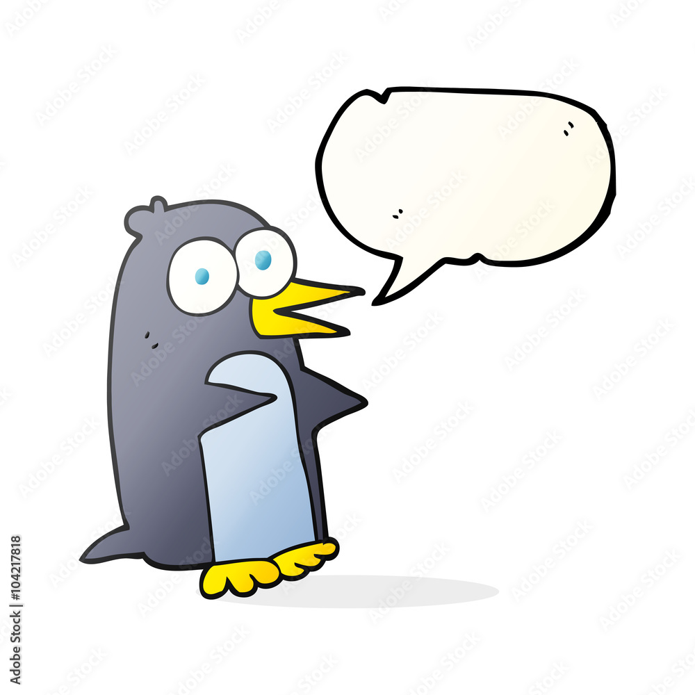 Obraz premium speech bubble cartoon penguin