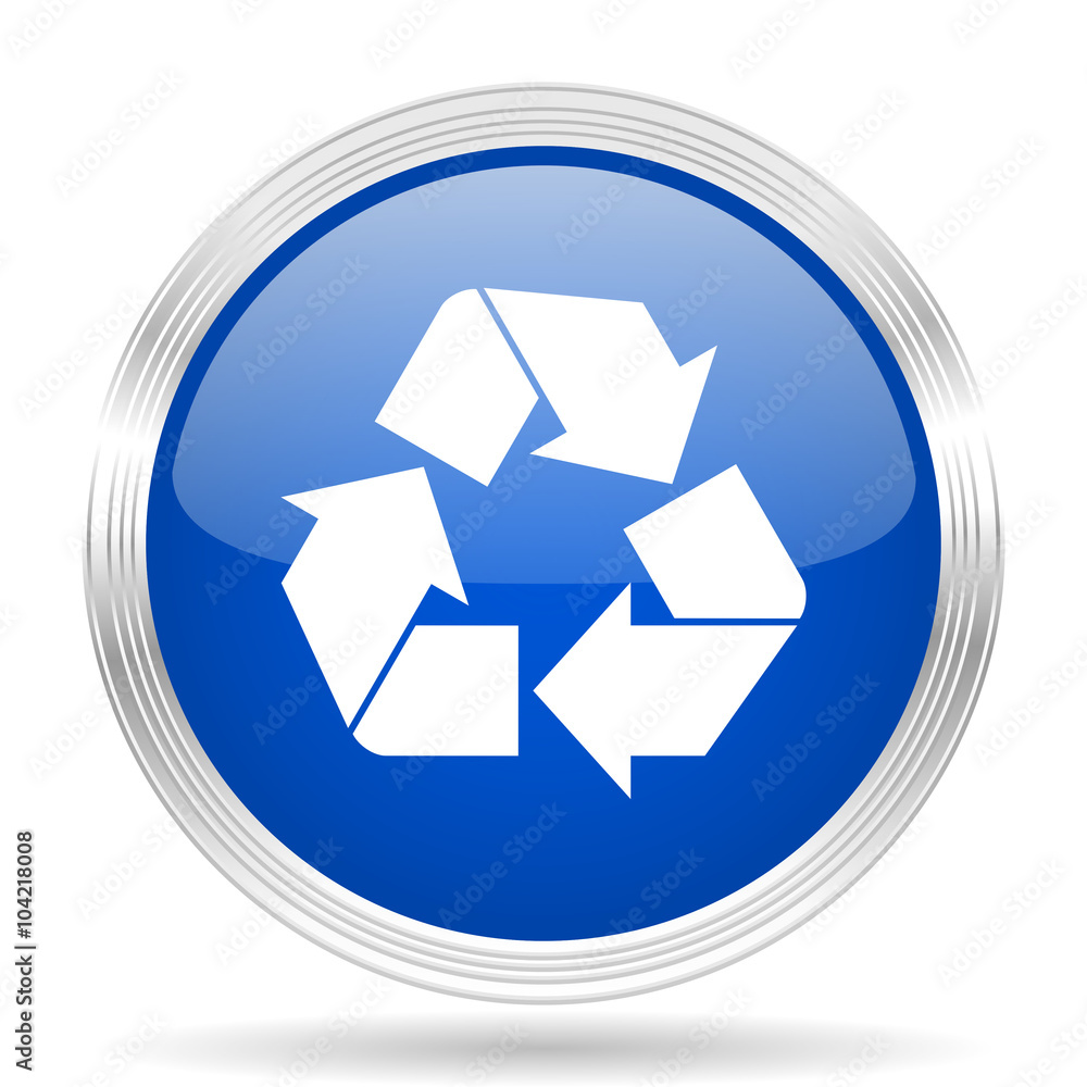 recycle blue silver metallic metallic chrome web circle glossy icon recycle blue silver metallic metallic chrome web circle glossy icon