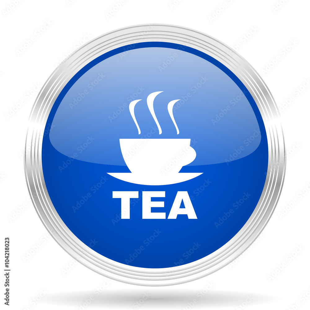 tea blue silver metallic metallic chrome web circle glossy icon tea blue silver metallic metallic chrome web circle glossy icon
