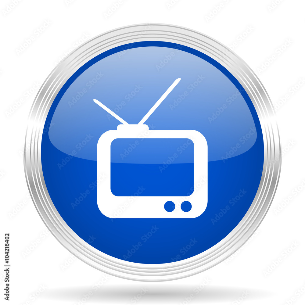 tv blue silver metallic metallic chrome web circle glossy icon tv blue silver metallic metallic chrome web circle glossy icon