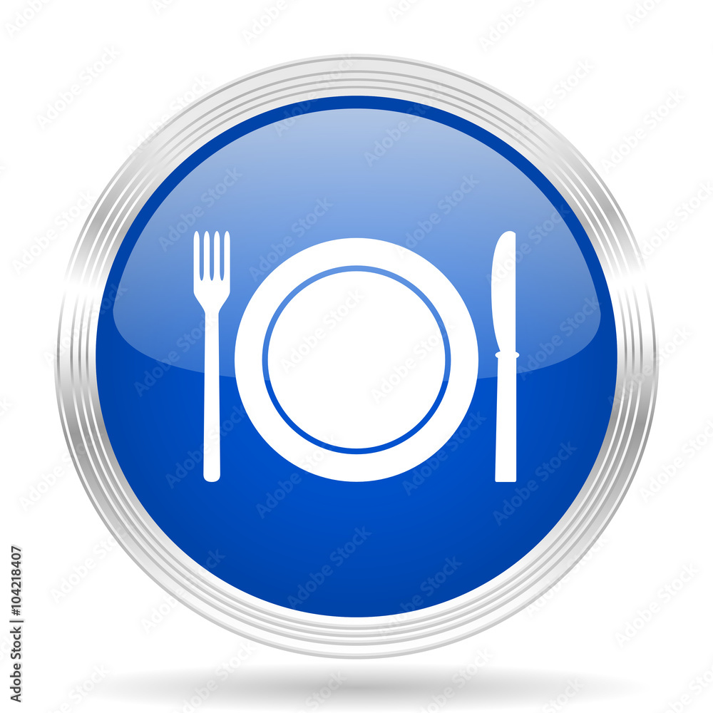 restaurant blue silver metallic metallic chrome web circle glossy icon restaurant blue silver metallic metallic chrome web circle glossy icon
