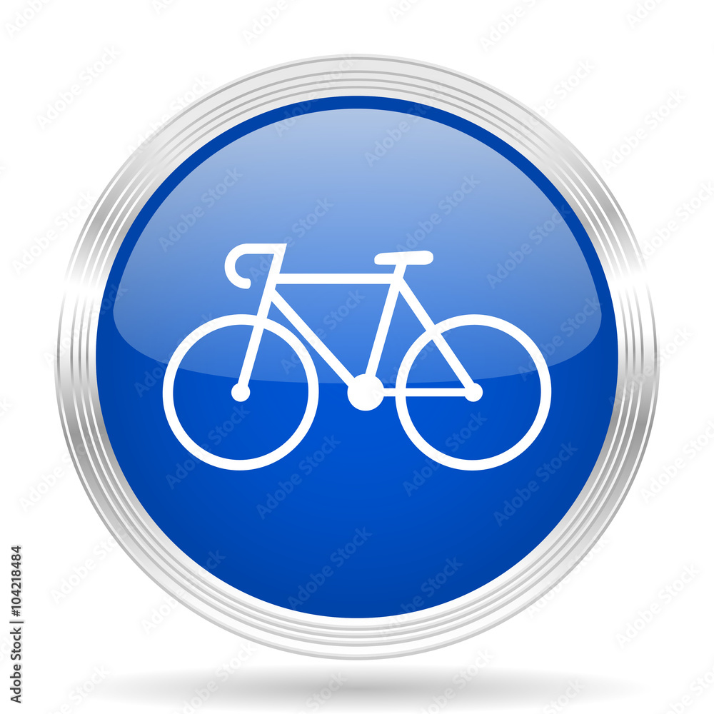 bicycle blue silver metallic metallic chrome web circle glossy icon bicycle blue silver metallic metallic chrome web circle glossy icon